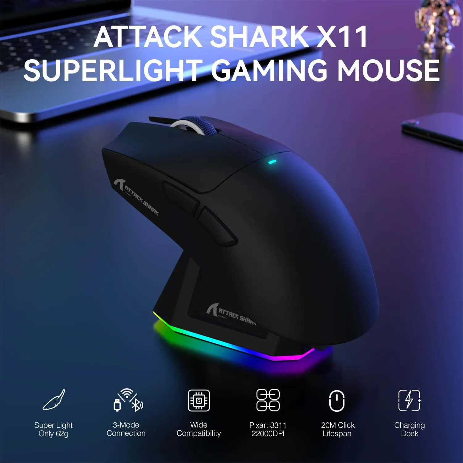 ATTACK SHARK X11 Lightweight T - Wireless Gaming Mouse recensie en prijs