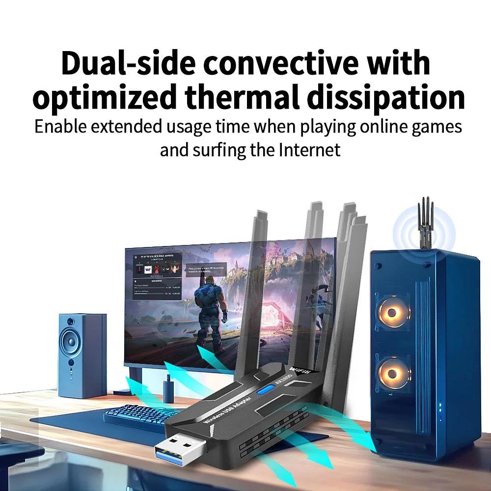 WiFi 6 USB Adapter 1800Mbps Du - Pc Gaming Desk recensie en prijs