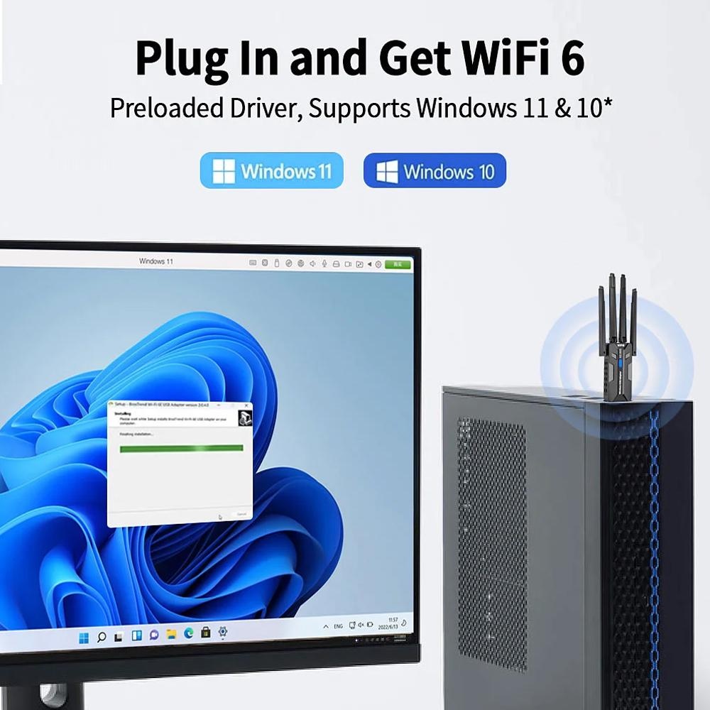 WiFi 6 USB Adapter 1800Mbps Du - Pc Gaming Desk recensie en prijs